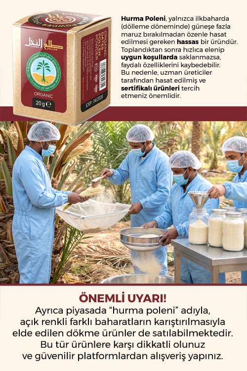 Hurma poleni hasadı ve orijinal ürün uyarısı